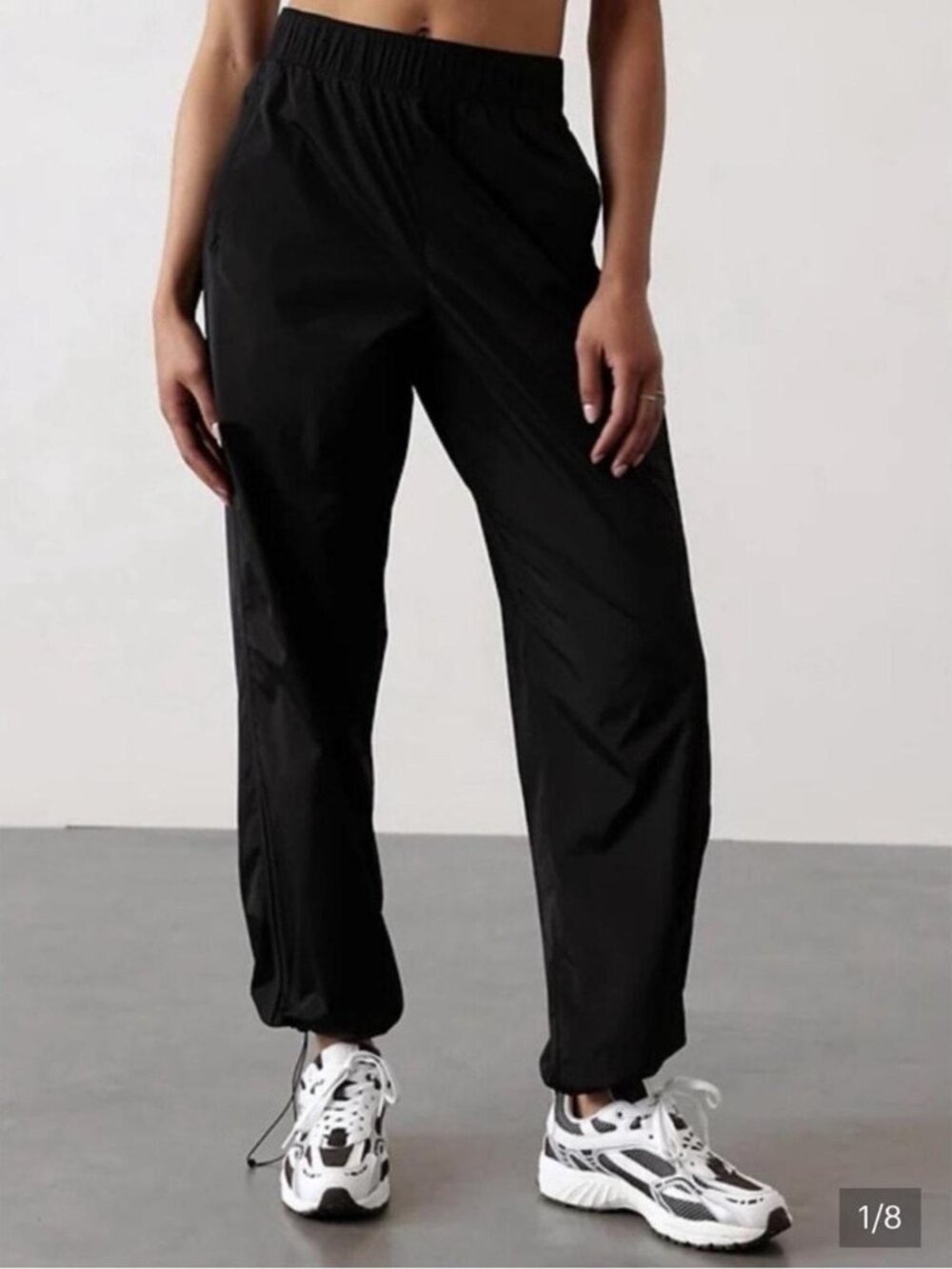 NWT Athleta Black Rise Pants Parachute Windbreaker Water Repellant